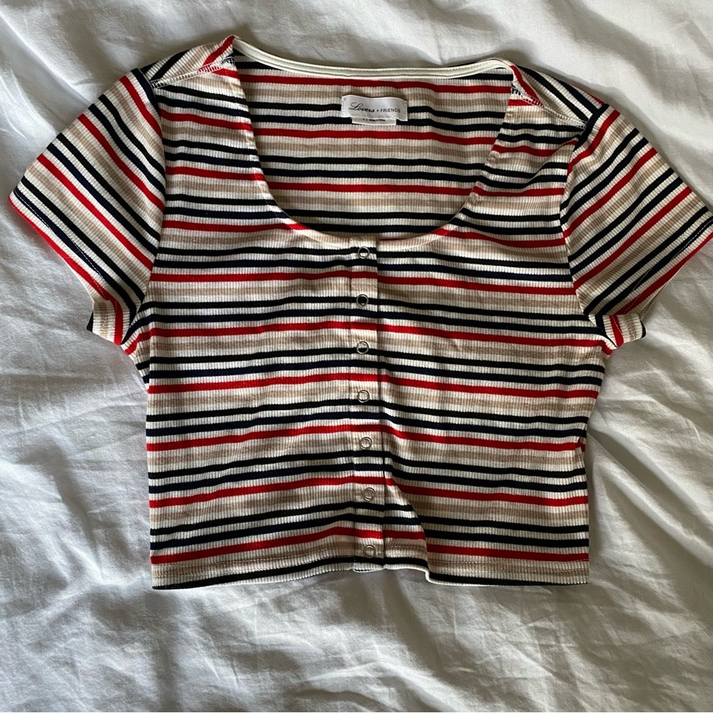 Lovers + friends stripped crop top small